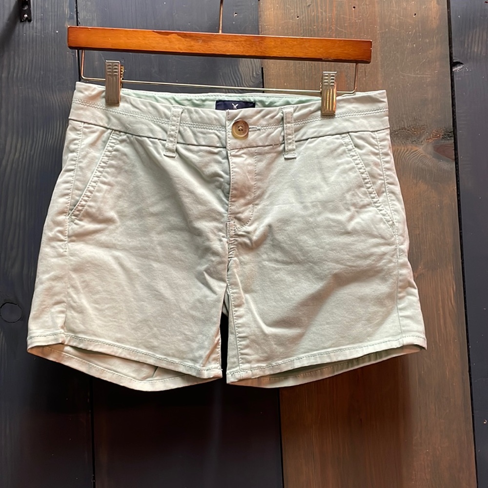 light blue/green american eagle shorts